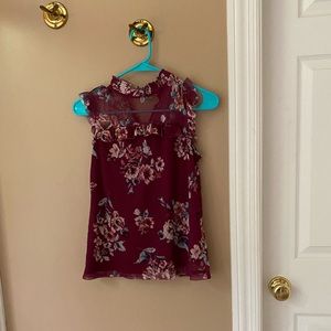 Burgundy floral blouse
